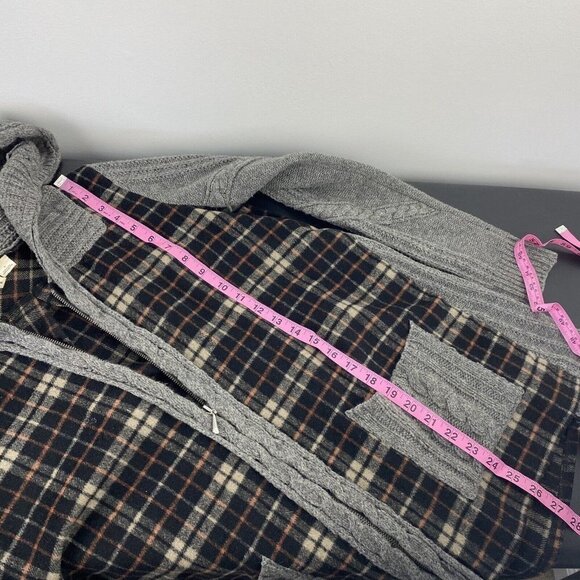 Anthropologie Moth Plaid Sweater Jacket Size S Wool Blend Zip Up Mixed Media - Picture 10 of 11